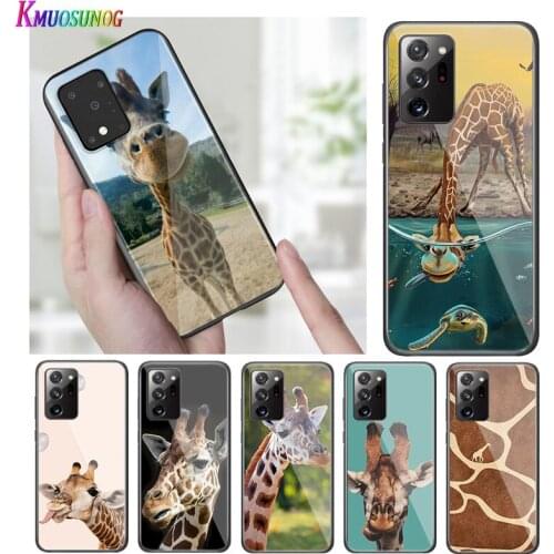 Bright Black Cover Giraffes Cute Animal for Samsung S20 Ultra Plus A91 A81 A71 A51 A41 A31 A21 A21S A11 5G Phone Case