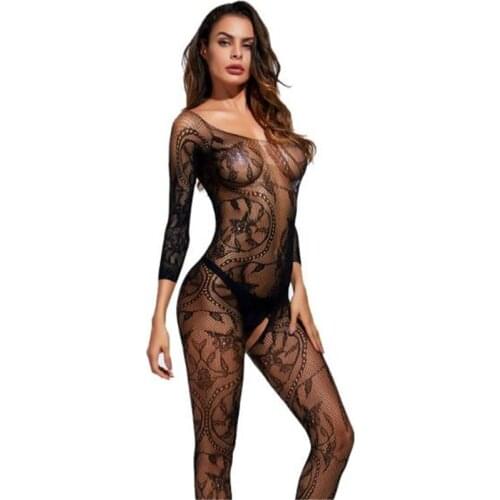 2020 Summer Women Spaghetti Strap Skinny Romper Jumpsuit Sexy Transparent Floral Lace Deep V Backless Sheer Mesh Bodysuit Female