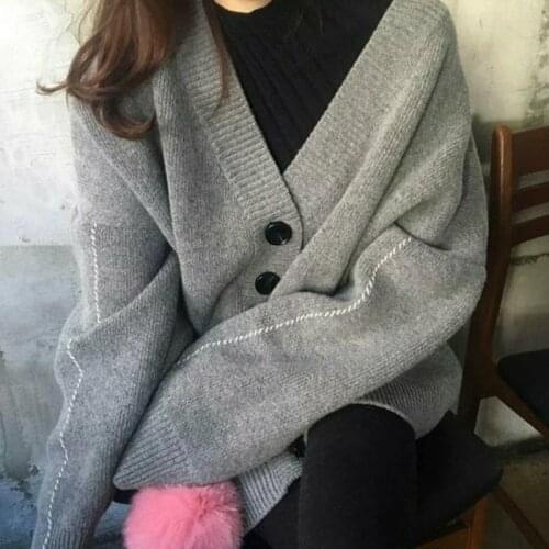 2019 Korean Style Women Autumn Sweater Breasted Buttons Cardigan Knitted Jacket Outwear Female Oversized Sweaters