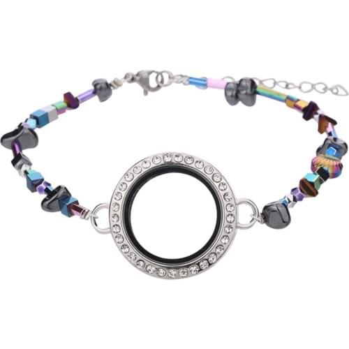 1 Pc Good Quality DIY Rhinestone Magnetic Glass Locket Shell Bracelet