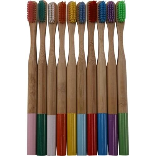 10-Pack Bamboo Toothbrush Medium Bristles Biodegradable Plastic-Free Toothbrushes Cylindrical Low Carbon Eco Bamboo Handle Brush