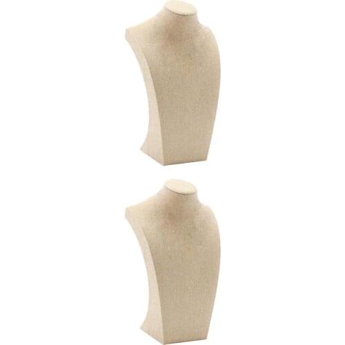 2Pcs Necklace Pendant Display Bust Mannequin Jewellry Display Stand Linen, 2 Sizes, 115*200mm&175*290mm
