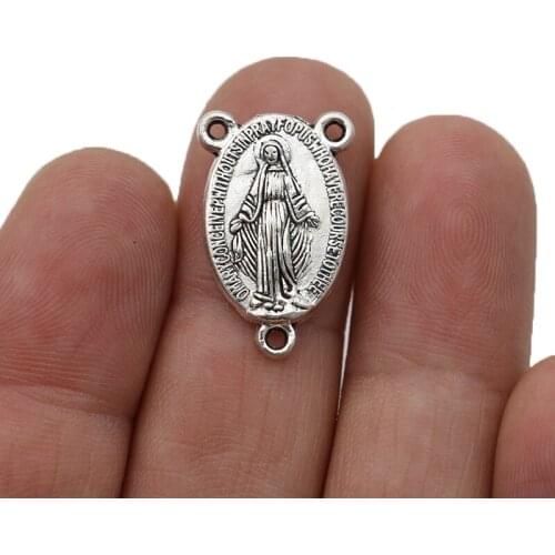 20pcs Silver Plated Mary Charms Pendants for Jewelry Making Bracelet DIY Accessories 23x15mm