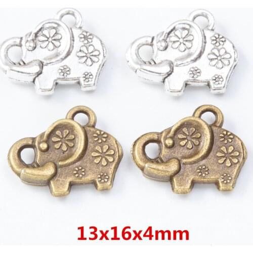 35 pieces of retro metal zinc alloy elephant pendant for DIY handmade jewelry necklace making 7481