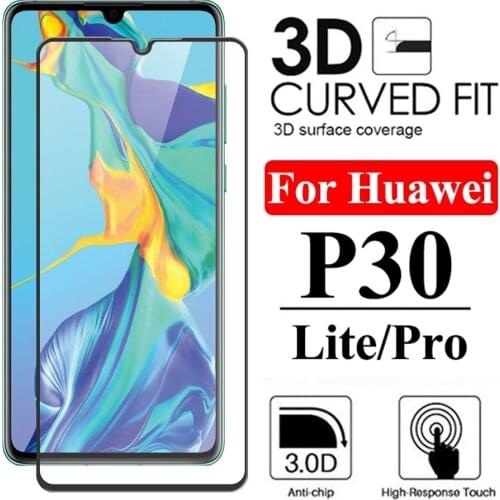 3D Full Cover Tempered Glass For Huawei P30 Pro Protective Glass For Huawei P30 Lite Screen Protector On Huawei P30 Film Black