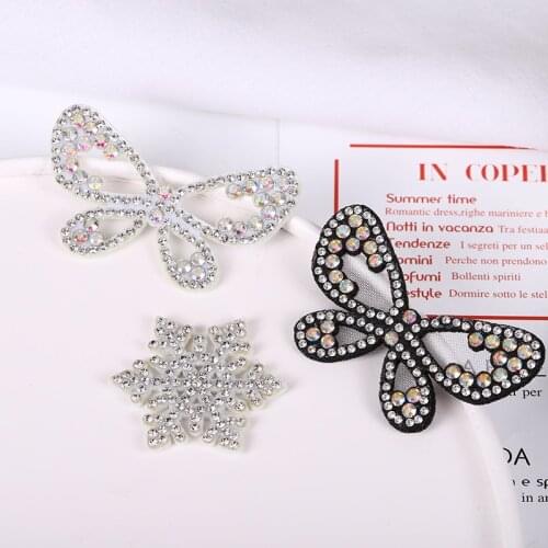 4pcs 3D Butterfly Snow Rhinestone Patch Wholesale Clothing Patches for Clothing Cute Patch Appliques
