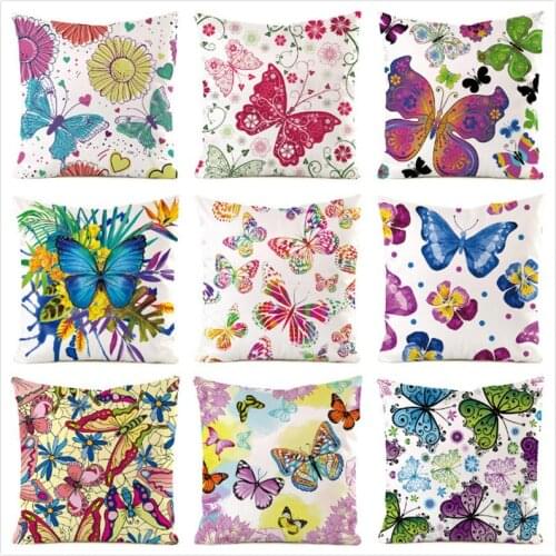 45cm*45cm Butterfly Bush Inimitated Silk Fabric Throw Pillow Covers Couch Cushion Cover Home Decorative Pillows Pillow Case