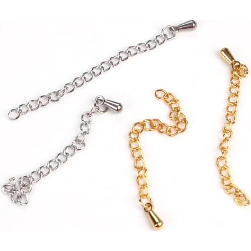 5pcs 50x3mm Necklace Extension Chain Bulk Bracelet Extended Chains Tail Extender For DIY Jewelry Making Findings