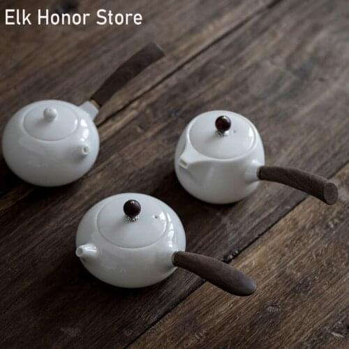 Dehua White Pottery Teakettle Personal Jade Porcelain Handmade Side Of The Pot Household Kung Fu Tea Teaware Office Decoration