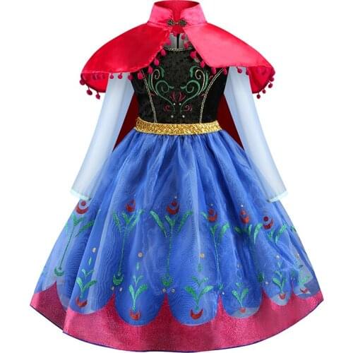 Children Long sleeve cape dress for girls princess Wedding Brithday Party dress robe fille kids dresses for girls costume