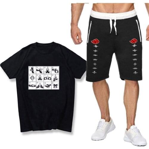 Anime Kakashi Sasuke Pure Cotton T-Shirt 2021 Fashion Casual Two-Piece Unisex Top + Shorts 2-Piece Set