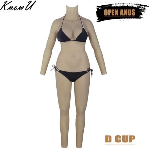 KnowU Shemale D Cup Open Anus Silicone Full Bodysuit Penetrable Vagina with Urinate Tube Crossdresser Transgender Drag Queen