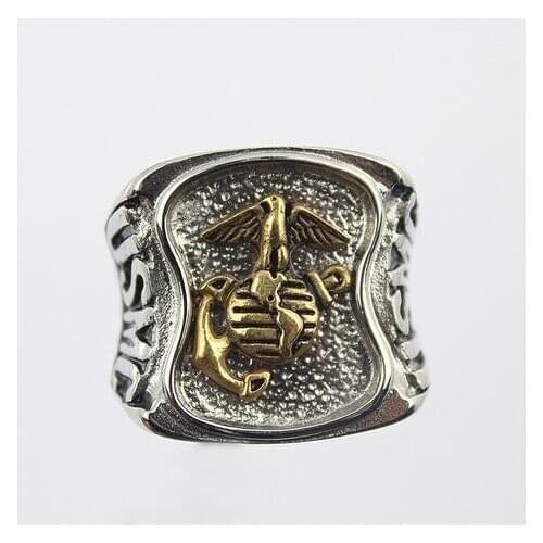 Stainless steel US Marines Insignia Ring military ring animal bird for men fashion jewelry