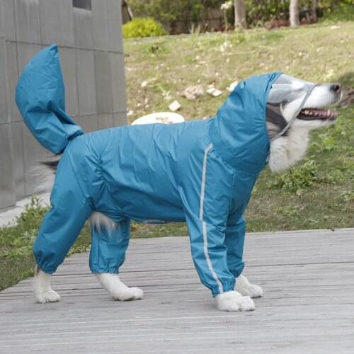 New Full Cover Tail Big Dog Jumpsuit Raincoat Four Foot Waterproof Large Dog hooded Rain Coat Golden Retriever Pet Clothes