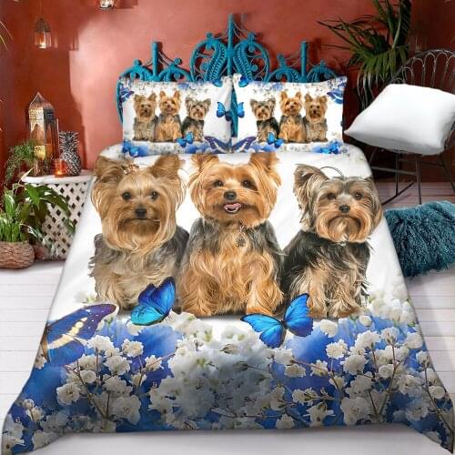 Yorkshire Terrier Pattern Bedding Set Cover Children Bedroom Decoration Bedclothes Quilt Cover Pillowcase Double King Queen Size