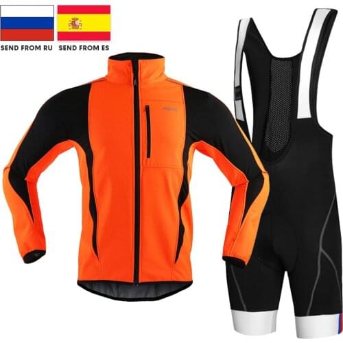 Long Sleeve Cycling Jacket Set Bib Shorts Ropa Ciclismo Bicycle Clothing MTB Bike Jacket 4D Padded Men Bib Shorts 1-6H Ride