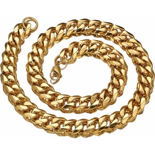 Cool 15mm Wide Gold/Silver Color Stainless Steel Curb Cuban Necklace For Men Women Chain Necklace 7-40" Fashion Jewelry
