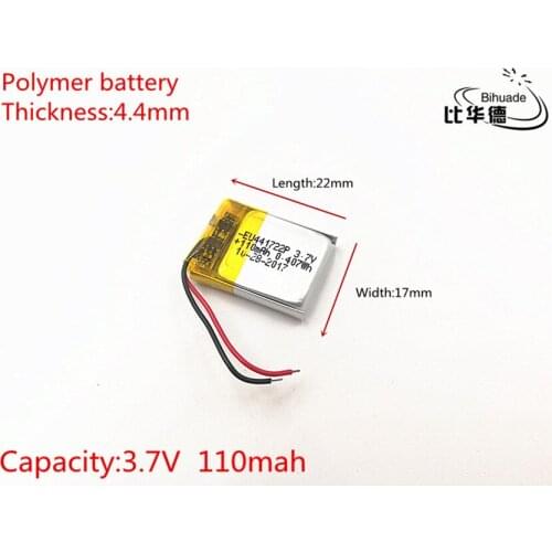 3.7V 110mAh 441722 Lithium Polymer LiPo Rechargeable Battery ion cells For Mp3 Mp4 Mp5 E-book bluetooth headset