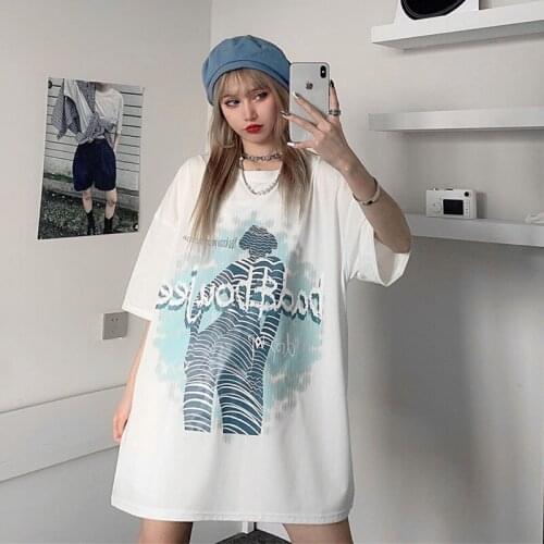 Early spring new loose cotton short-sleeved T-shirt for women cool and handsome punk half-sleeved trendy tops for men and women