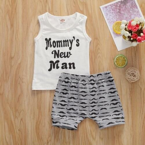 Emmababy Newborn Baby Boy Clothes Letter Print Sleeveless Vest Tops Short Pants 2Pcs Outfits Cotton Clothes Casual Set