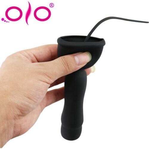 OLO Men Penis Training Masturbation 10 Frequency Soft Silicone Urethral Dilator Mute Horse Eye Stick Stimulation Rod Vibrator