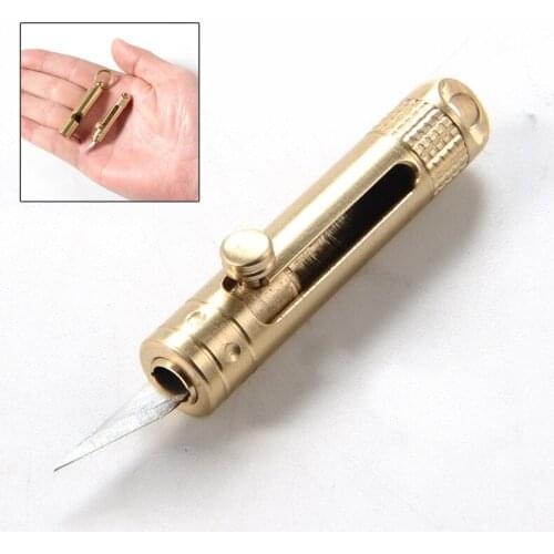Outdoor EDC Mini Detachable Knife Portable Paper Cutting Multi-function Mini Blade Knives Brass Pocket Key Ring Folding Knife