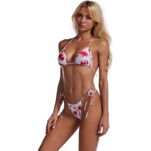 Beachwear Maillot De Bain Fille Tie Dye Costumi Da Bagno Donna Knotted Ropa Mujer 2021 Surf Sexy Mini Micro Bikini Seti