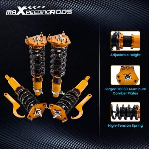 Full Adjustable Height Front Rear 4Pcs Shock Coilover Suspension Lowering Kit 1992-2001 for Honda Prelude