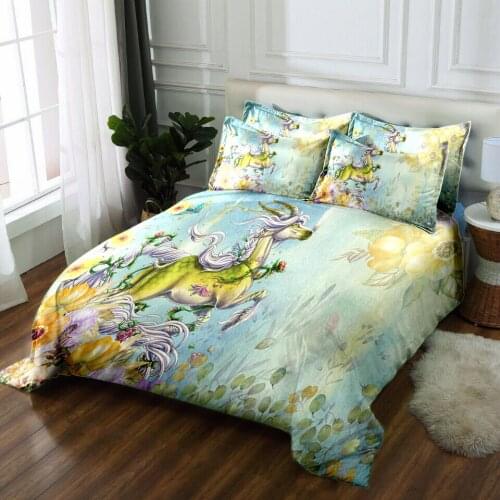 Unicorn bedding set 3D bedsheet Duvet bed cover Pillowcase flat sheet Twin Full king queen Bed Linen ropa de cama home textile
