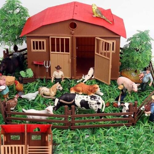 Realistic Lifelike Farm and House Model Craftsmanship House Animal Figures Playset Home Decor