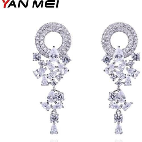 Luxury Geometry Stud earrings for women Hollow Out Cubic Zirconia Circular Boucle D'oreille For Women YME7638