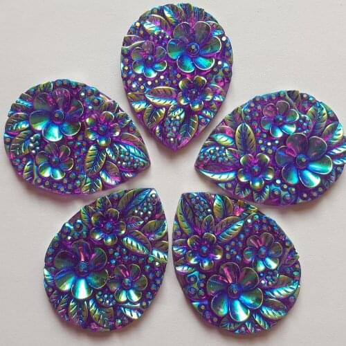 RESIN Purple AB 30x40mm Big Drop Rhinestones Stones and Crystals Sew-on Designer Wedding Decoration Evening Dress Costume Crafts