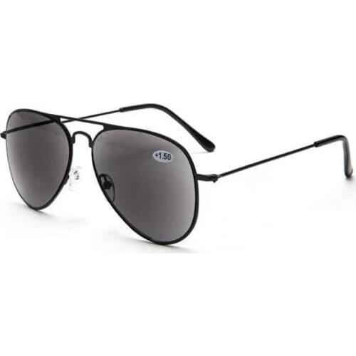 Hyperopia Pilot Sunglasses Men Stainless Steel Presbyopic Dark Glasses Women Driving Travel Sun Reading Glasses +1,+1.5,+2~+3.5
