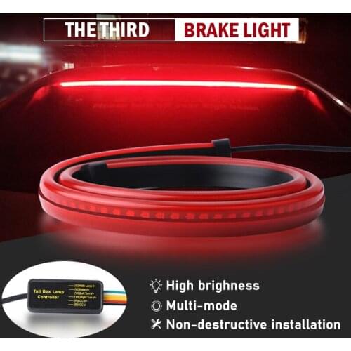 1 Pcs Car Brake Light Turn Signal Light DRL Multi-mode High-position Tail Light Car Flow Brake Light Universal 12V 90cm