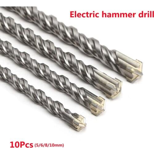 For Electric Dril 11cm Concrete Drill Bit Double SDS Plus Slot Masonry Hammer Head Tool 5/6/8/10mm High Speed White Steel Wrench