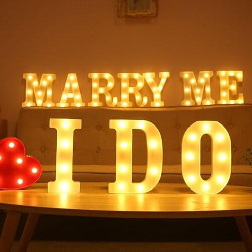 DIY LED Letters 26 English 0-9 Digital Number Creative Luminous LED Letter Night Light Christmas Wedding Birthday Party Decor