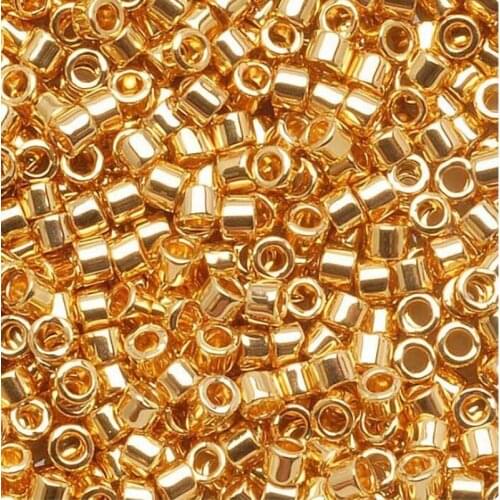 Taidian 24k Gold Matellic Japanese Glass Plated Delica Seed Beads For Earring Jewelry Making 11/0 1.6mm 3g/Bag DB31