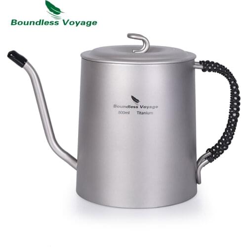 Boundless Voyage Outdoor Titanium Kettle Cup set with Anti-scalding Handle for Wine Coffee Tea Mess Kit Fire Induction Cooker