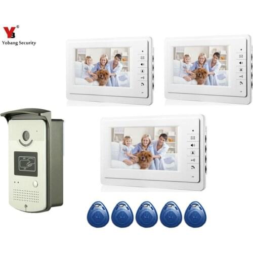 Yobang Security 3*7" RFID Video Door Phone Intercom Doorbell Touch Button Remote Unlock Night Vision 1000TV Lines