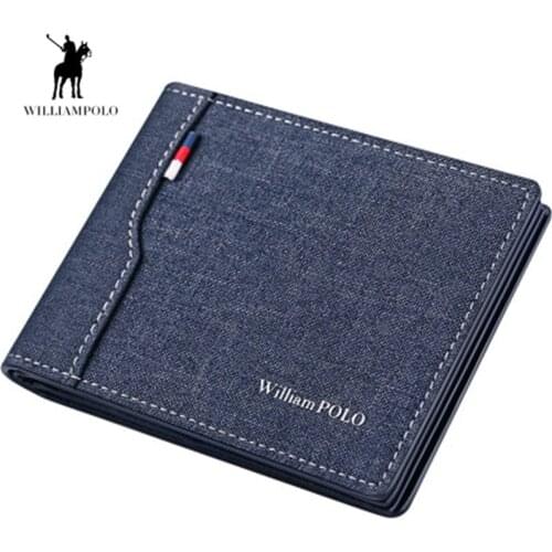 WILLIAMPOLO Mens Wallets Small wallet Men Denim purse credit card Holder coin purse Leisure Driver License wallet card holder