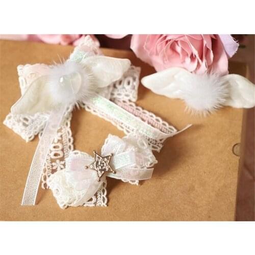 Angel Heart Wing Pom Pom Ball Hair Clip Sweet Lolita Girl Hairpin Handmade Bow Side Clip Hair Accessories B1533
