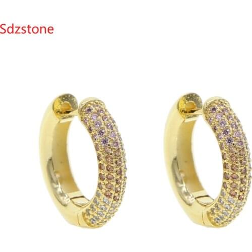 Woman Jewelry Womens Earrings 2020 Circle Gold Color Round Hoop Earrings With Stones Zirconia Huggie Earrings Creole Earring