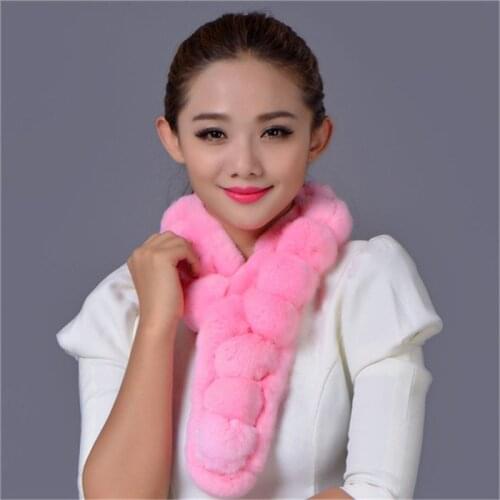 Fur scarf women real fur scarf winter Rex rabbit fur ball scarf Russian cute women fashion 2020 warm fur scarf colorful L # 31