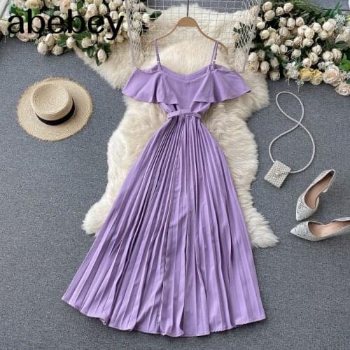 Retro Denim Strap Dress Women Korean Sexy Off Shoulder Ruffles A-line Dresses Summer Fashion Streetwear Midi Dress