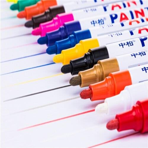 Zhongbai 12color Waterproof Paint Sp110 Car Care Wheel Tire Pen Mark Oily Car Rubber Tire Tread Metal Permanent Paint Marker Pen