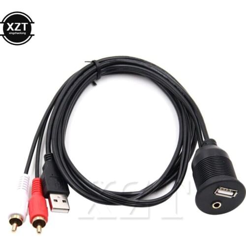 1m 3.5mm Car Dashboard Flush Mount Panel USB 3.0 AUX RCA Extension Flush Mount Male to Female Cable Car Styling Dashboard
