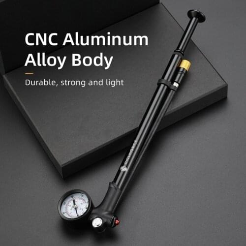 120psi High-pressure Bike Air Pump Foldable MTB Fork / Rear Suspension Pump with Gauge Bike Air Shock Pump Bicycle Tire Inflator