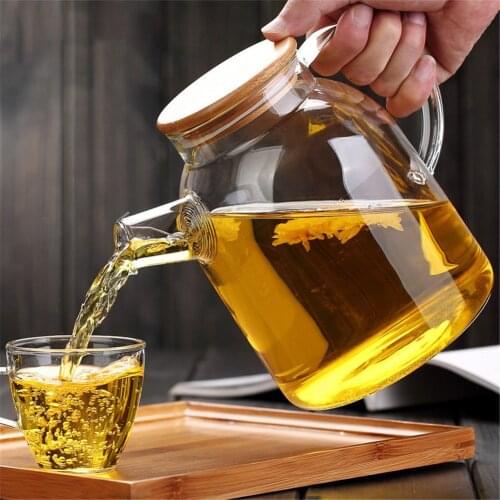 1600ml Clear Heat Resistant Clear Glass Teapot Coffee Tea Leaf Herbal Pot Flower Teapot Milk Juice Container Kettle Jug
