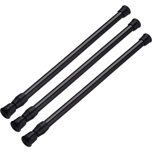 3PCS Tension Rod Black Spring Curtain Rods 27.5 to 47 Inch Expandable Curtain Rod Spring Loaded Tensions Rod