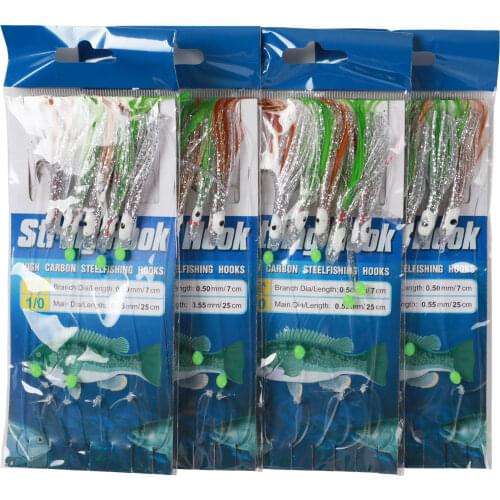 4pcs/Set Sea Fishing Sabiki Rigs Hooks Baits Octopus Lure Jig Glow Lures Sabiki Para Pesca Artificial Bait Dropship